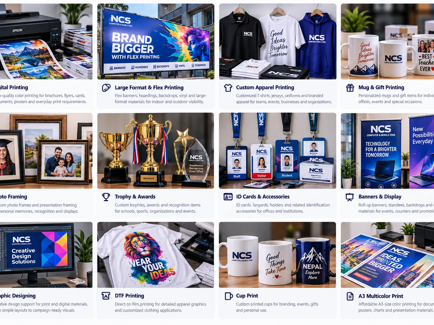 NCS Graphics service portfolio overview covering printing and customization services