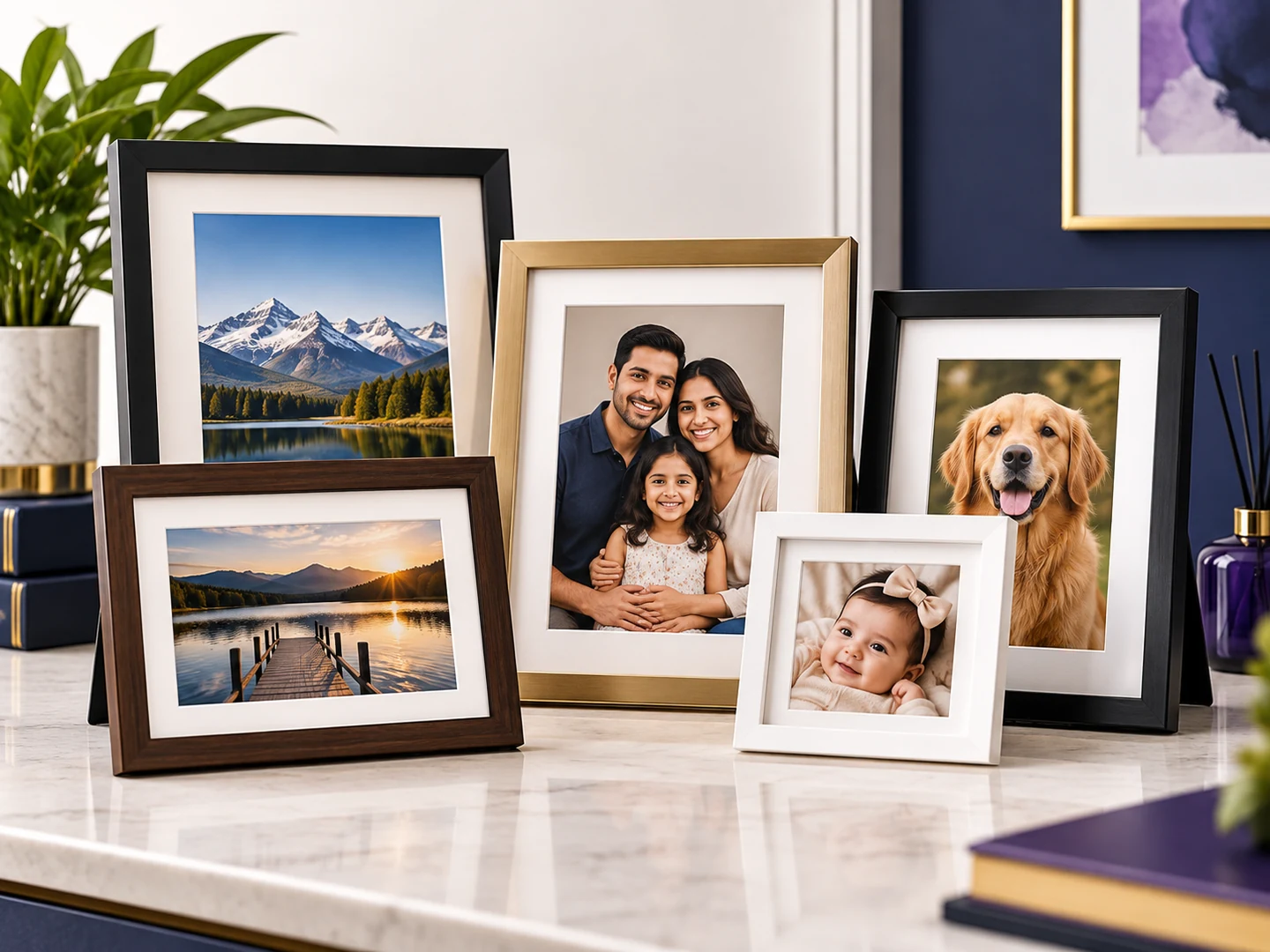 Collection of premium photo frames for family and presentation use