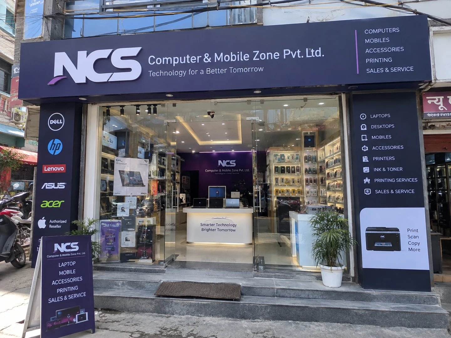 NCS Computer and Mobile Zone storefront signage application example